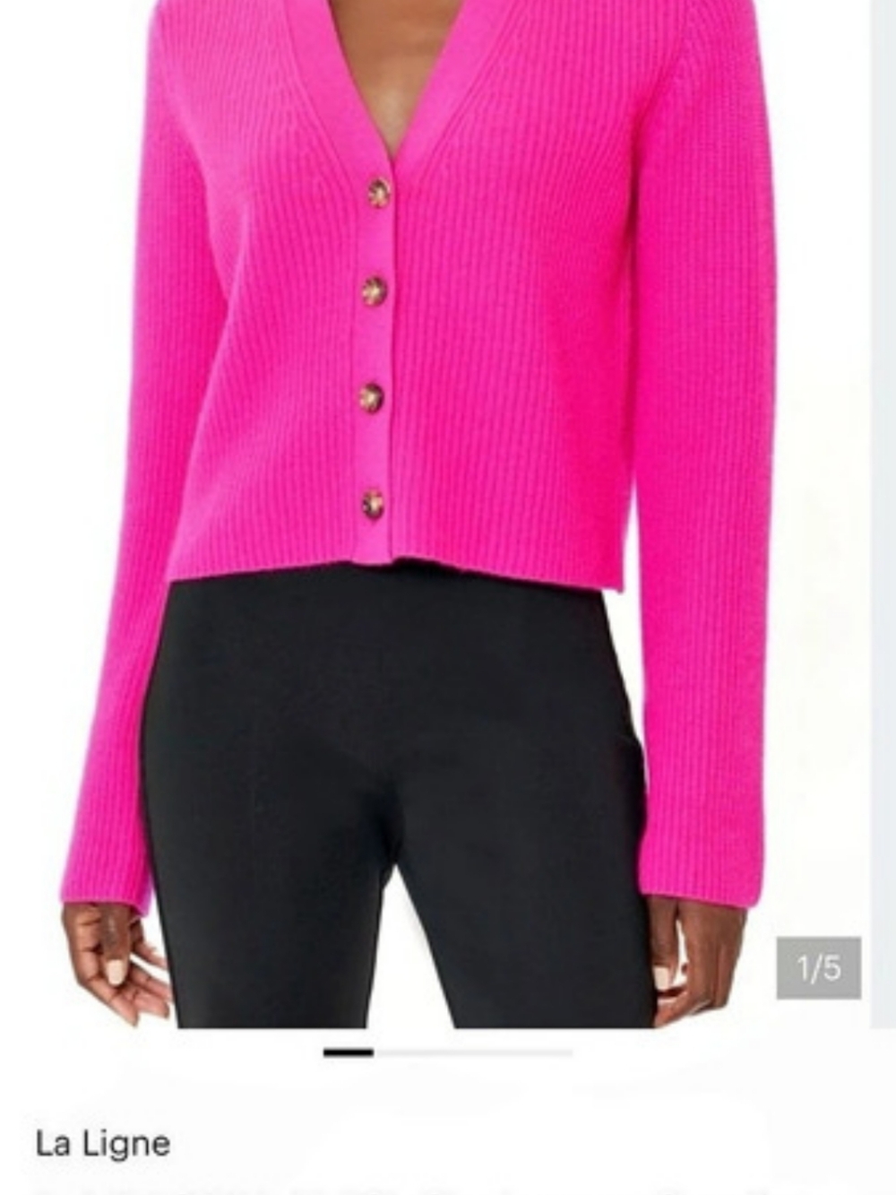 La Ligne Solid Lean Lines Cardigan Cashmere Pink Size Medium